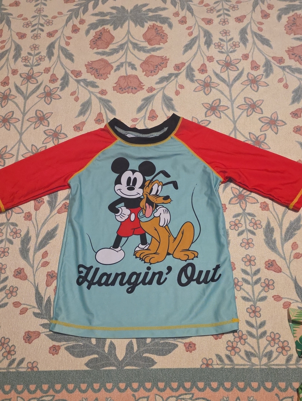 Disney Kids Light Blue & Red Mickey & Pluto Rash Guard